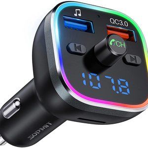 BT5.0 Bluetooth FM Transmitter for Car, QC3.0 Quick Charge & LED Backlit Bluetoo